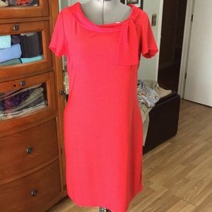 Red Shawl Collar Dress